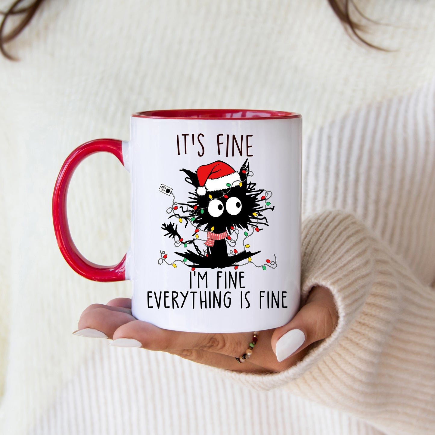 It's fine I'm fine - Christmas cat Mug