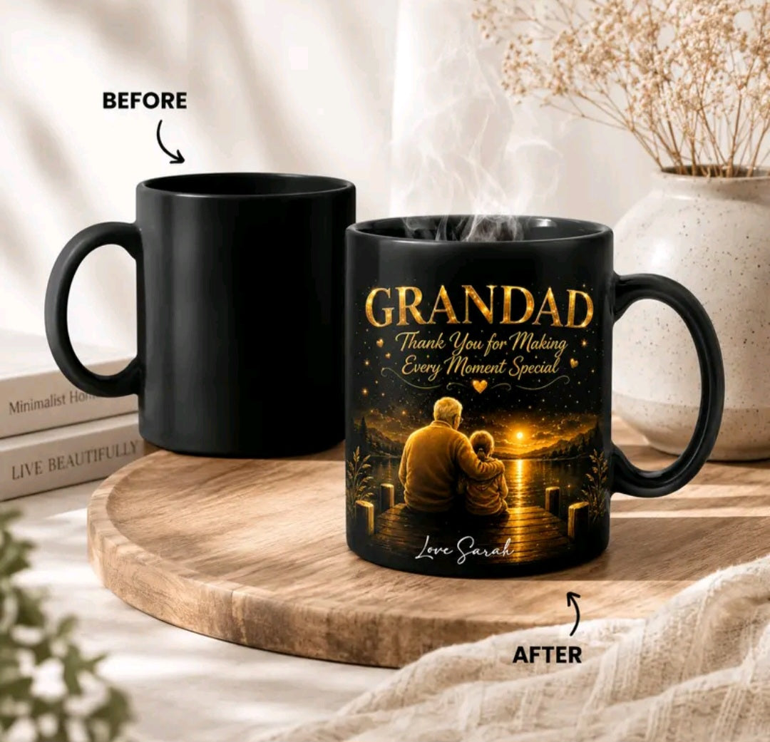 Personalised Magic Mug for Grandad | Heat Reveal Photo Mug | Grandad Thank You Gift | Custom Name Colour Changing Mug