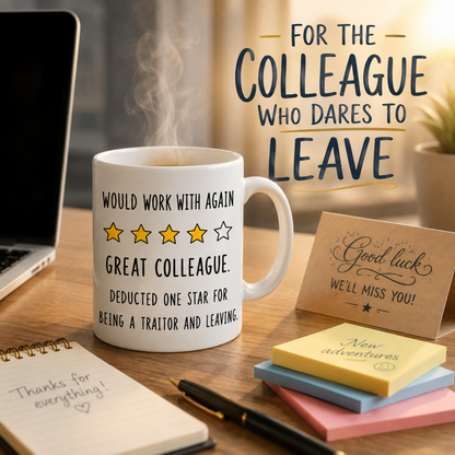 Would Work With Again Mug | Funny Colleague Leaving Gift | 4 Star Coworker Mug