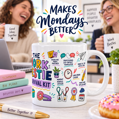 Work Bestie Mug | Funny Work Colleague Gift | Coworker Friendship Mug | Office Best Friend Gift | 11oz Ceramic Mug