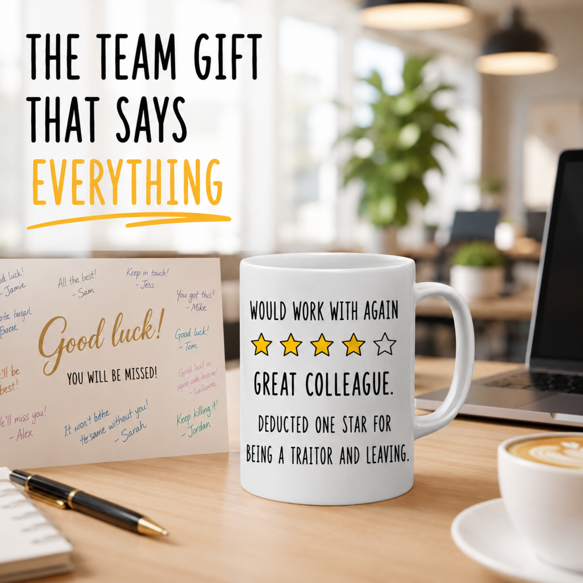 Would Work With Again Mug | Funny Colleague Leaving Gift | 4 Star Coworker Mug