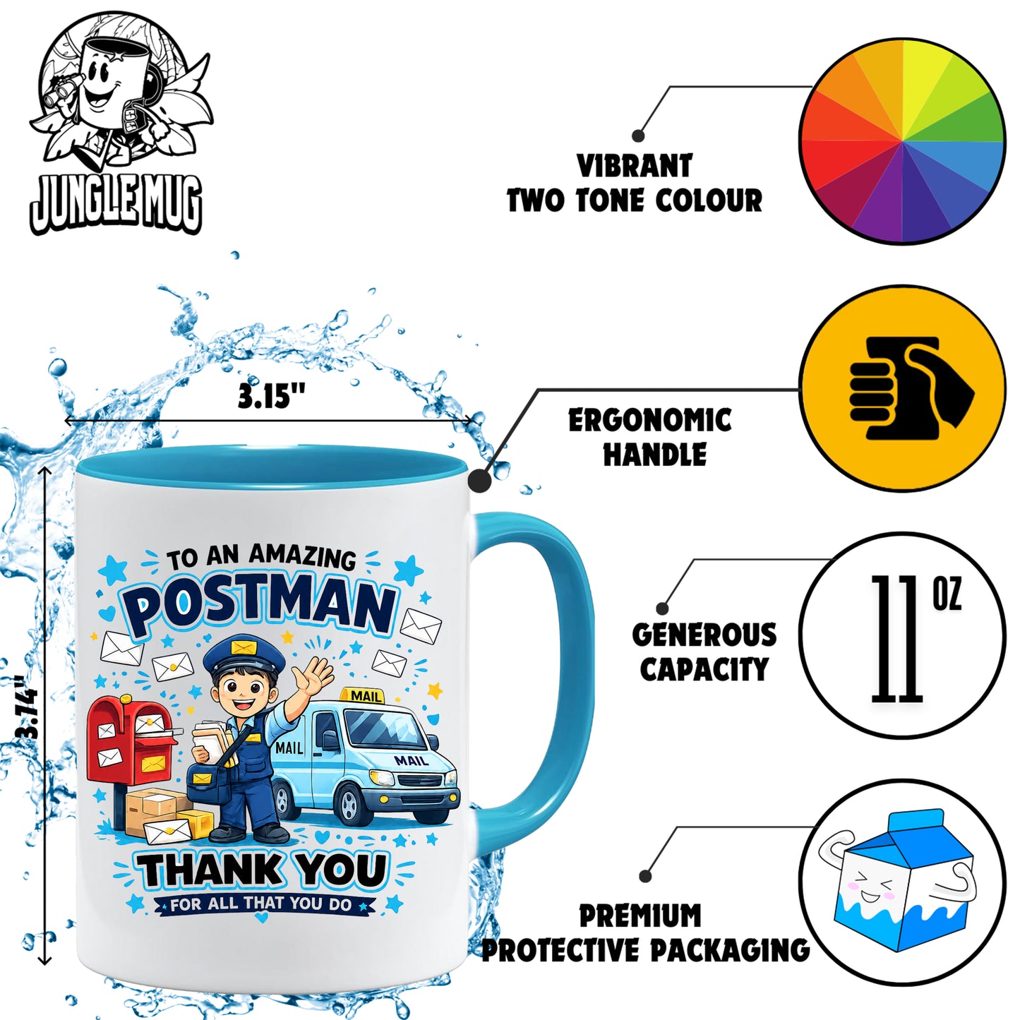Postman Mug | Thank You Postman Gift | Mail Carrier Appreciation Mug | Postal Worker Coffee Mug | Delivery Driver Gift | 11oz Ceramic Mug