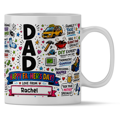 Personalised Dad Mug | Custom Name Father's Day Mug | Funny Dad Gift | Unique Gift From Son or Daughter