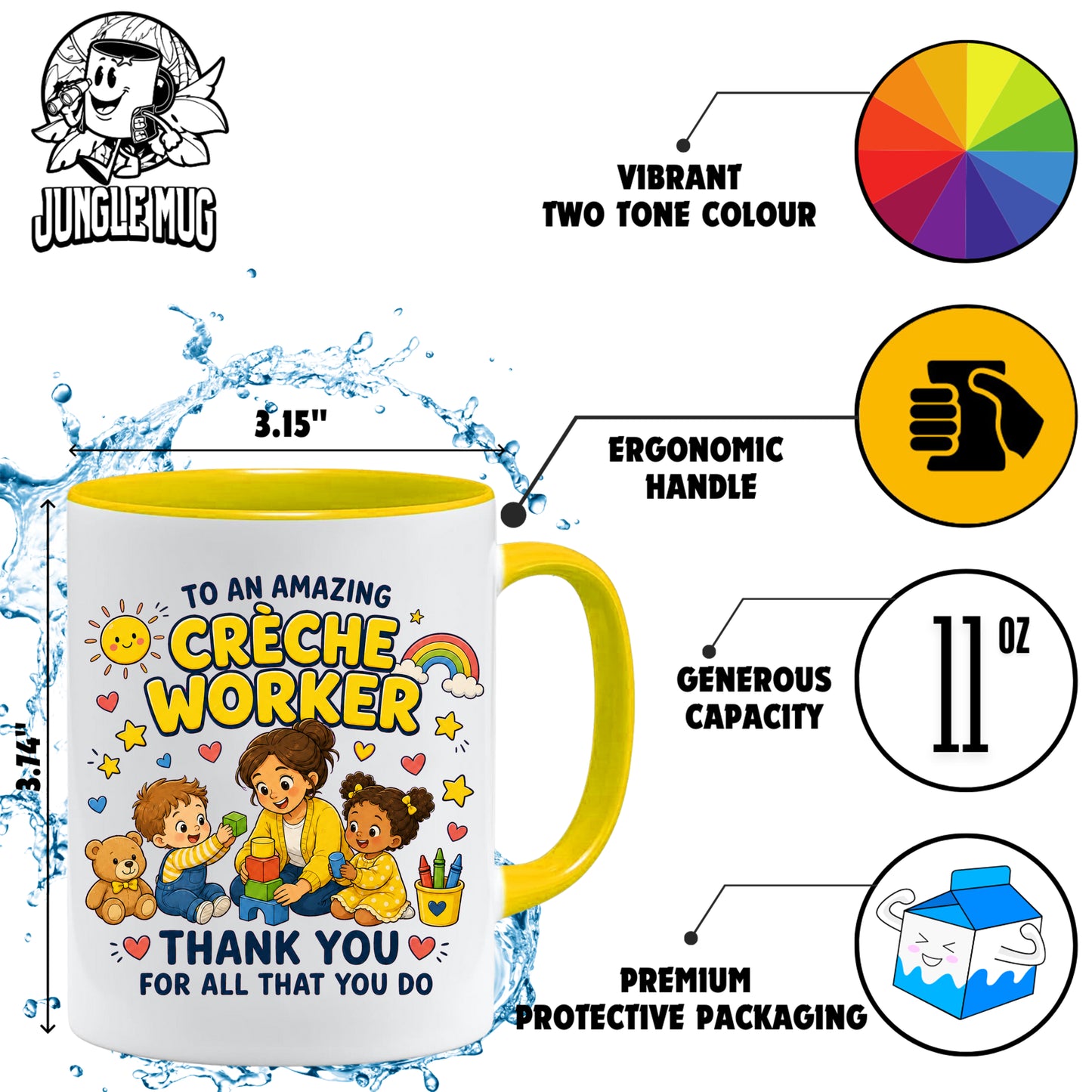Creche Worker Mug | Thank You Creche Worker Gift | Nursery Staff Appreciation Mug | Childcare Coffee Mug | 11oz Ceramic Gift