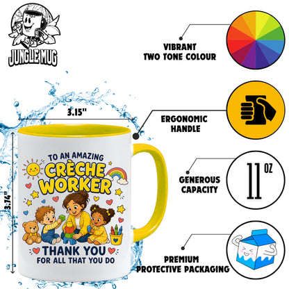 Creche Worker Mug | Thank You Creche Worker Gift | Nursery Staff Appreciation Mug | Childcare Coffee Mug | 11oz Ceramic Gift