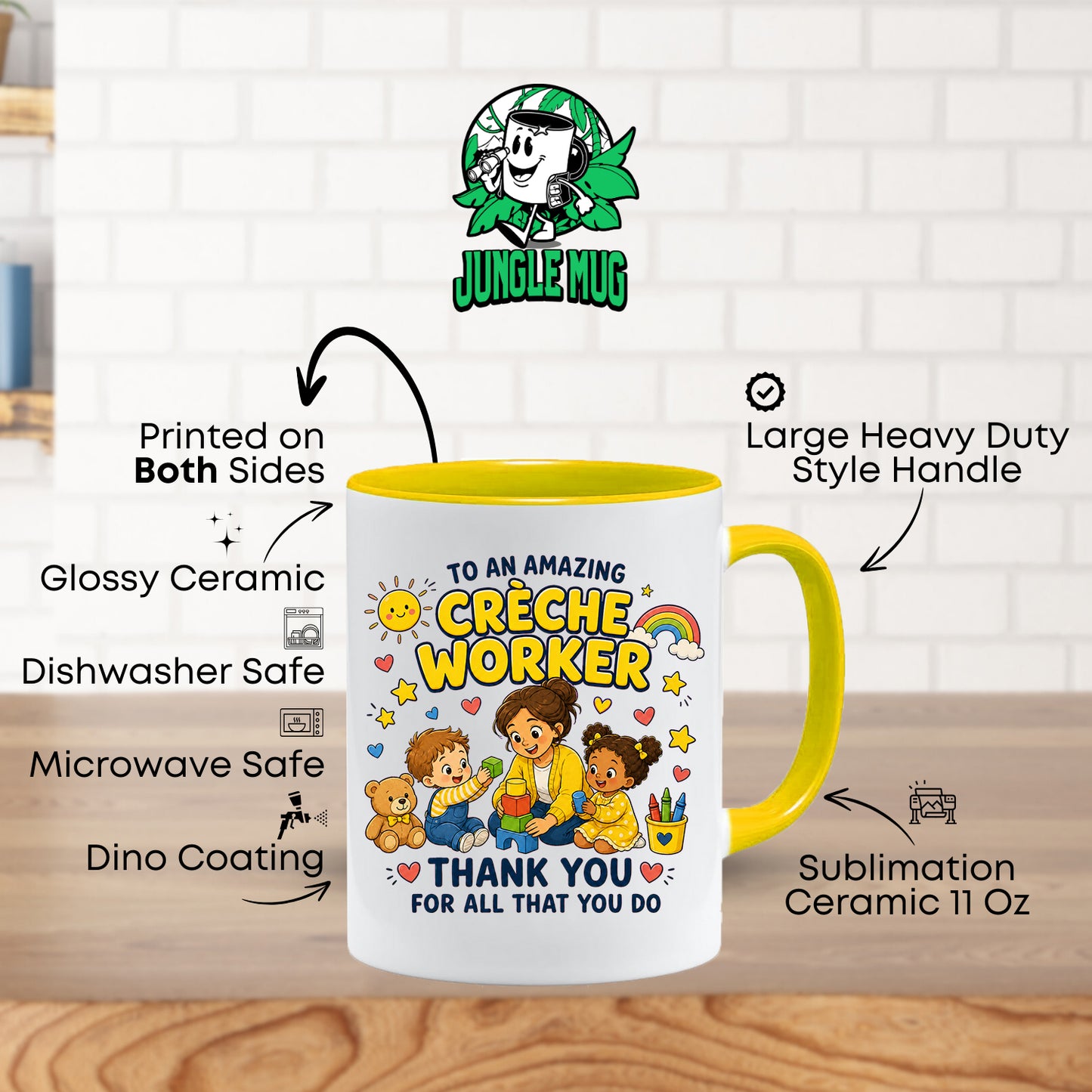 Creche Worker Mug | Thank You Creche Worker Gift | Nursery Staff Appreciation Mug | Childcare Coffee Mug | 11oz Ceramic Gift