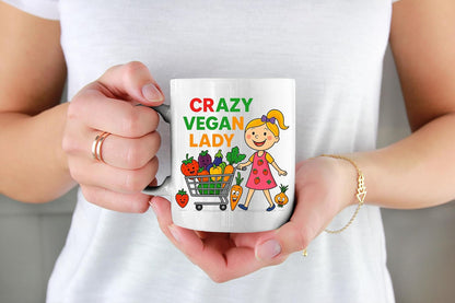 Crazy Vegan Lady Mug | Funny Vegan Gift for Women | Plant Based Gift
