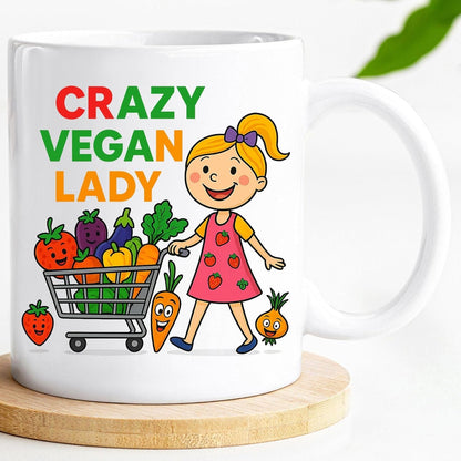 Crazy Vegan Lady Mug | Funny Vegan Gift for Women | Plant Based Gift