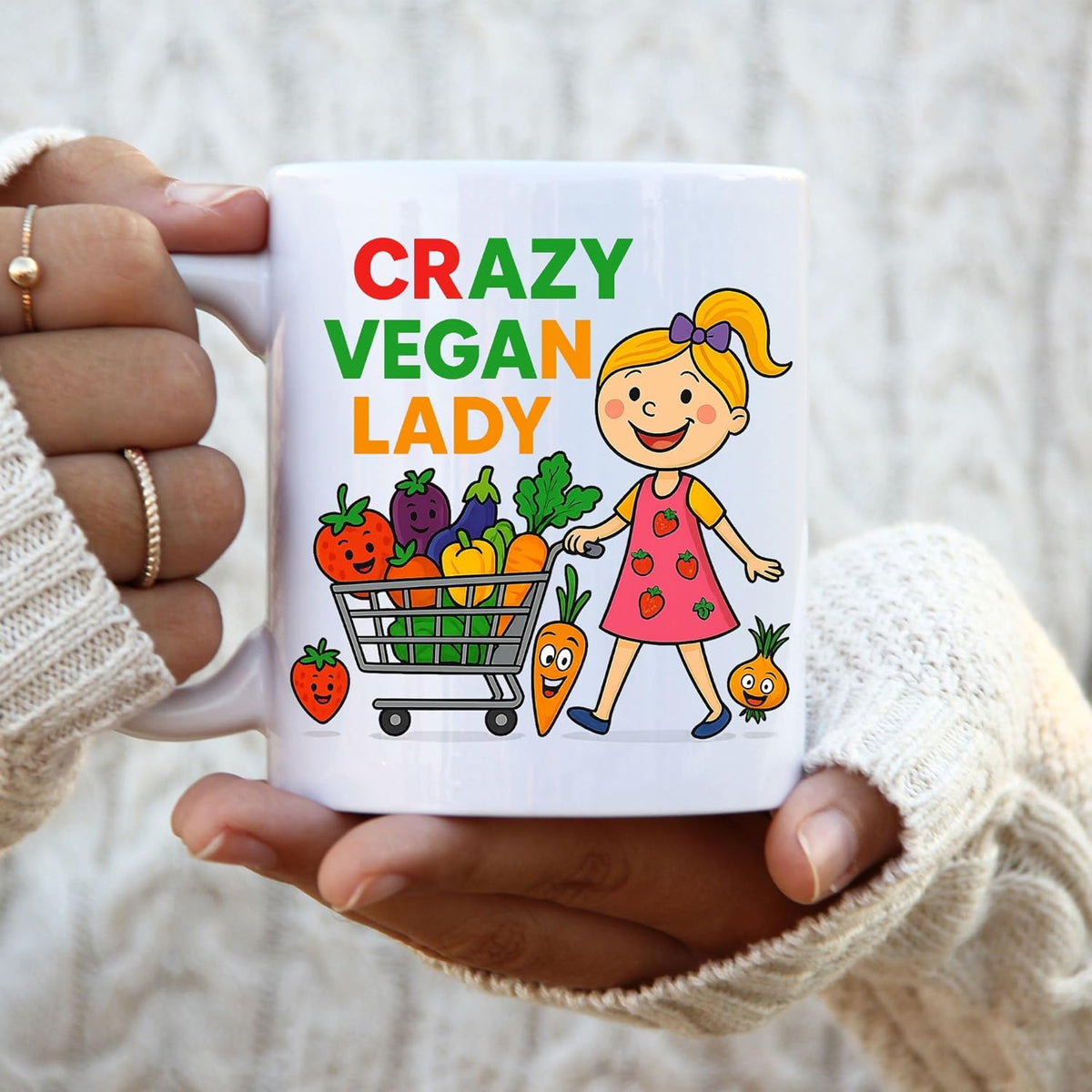 Crazy Vegan Lady Mug | Funny Vegan Gift for Women | Plant Based Gift