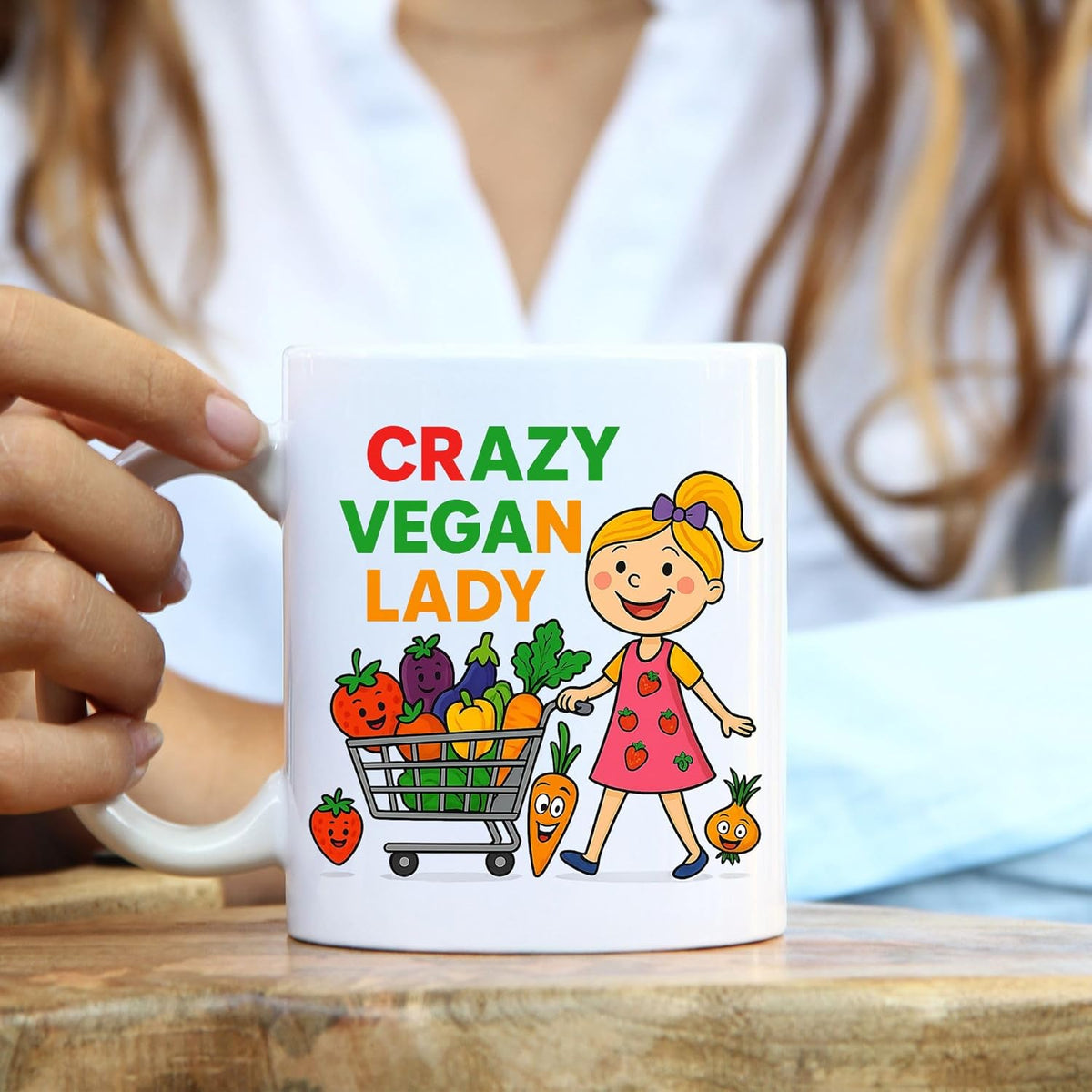Crazy Vegan Lady Mug | Funny Vegan Gift for Women | Plant Based Gift