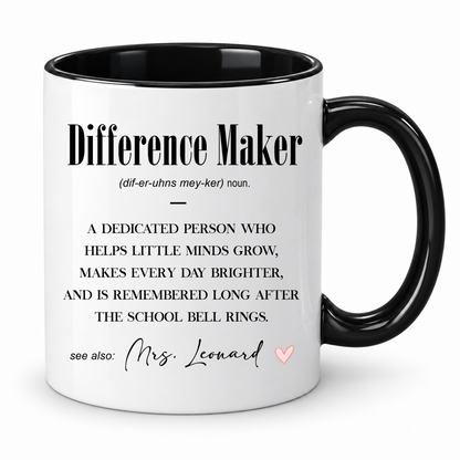 Personalised Teacher Mug – Difference Maker – Custom Name Gift