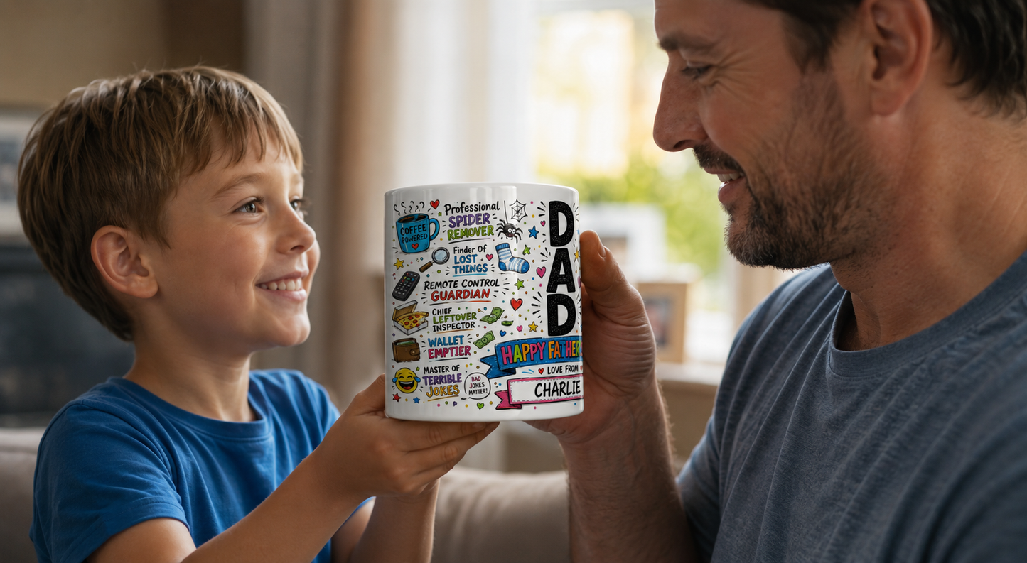 Personalised Dad Mug | Custom Name Father's Day Mug | Funny Dad Gift | Unique Gift From Son or Daughter