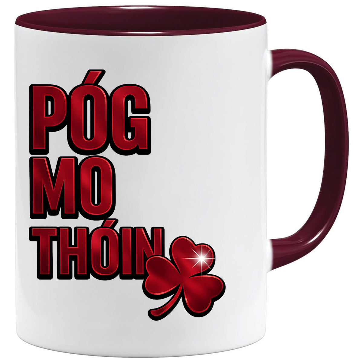 Póg Mo Thóin mug – 11oz ceramic mug on a plain white background