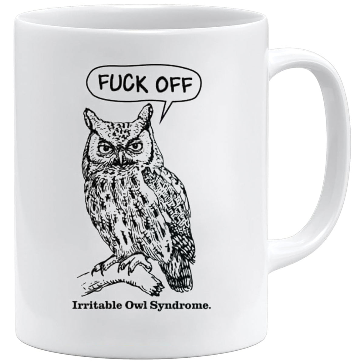 Irritable Owl Syndrome mug – 11oz ceramic mug on a plain white background