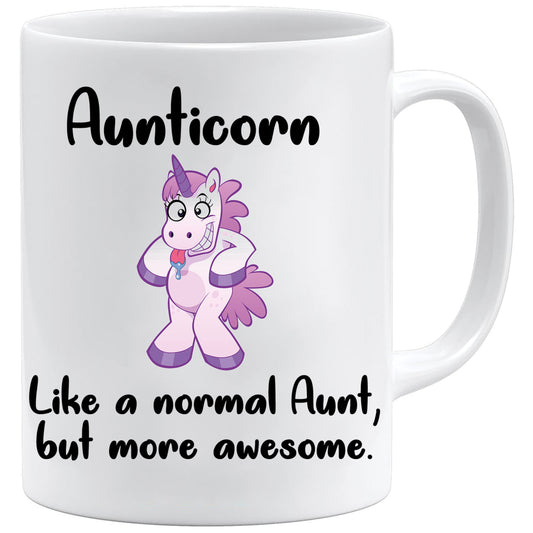 Aunticorn mug – 11oz ceramic mug on a plain white background