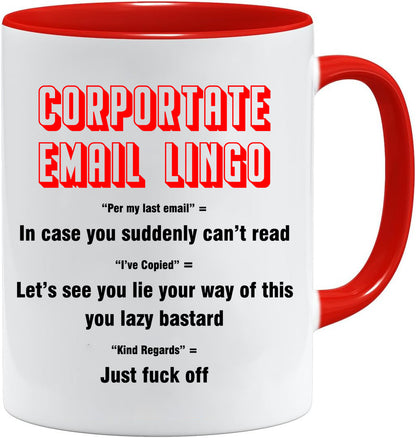 Corporate Email Lingo mug – 11oz ceramic mug on a plain white background