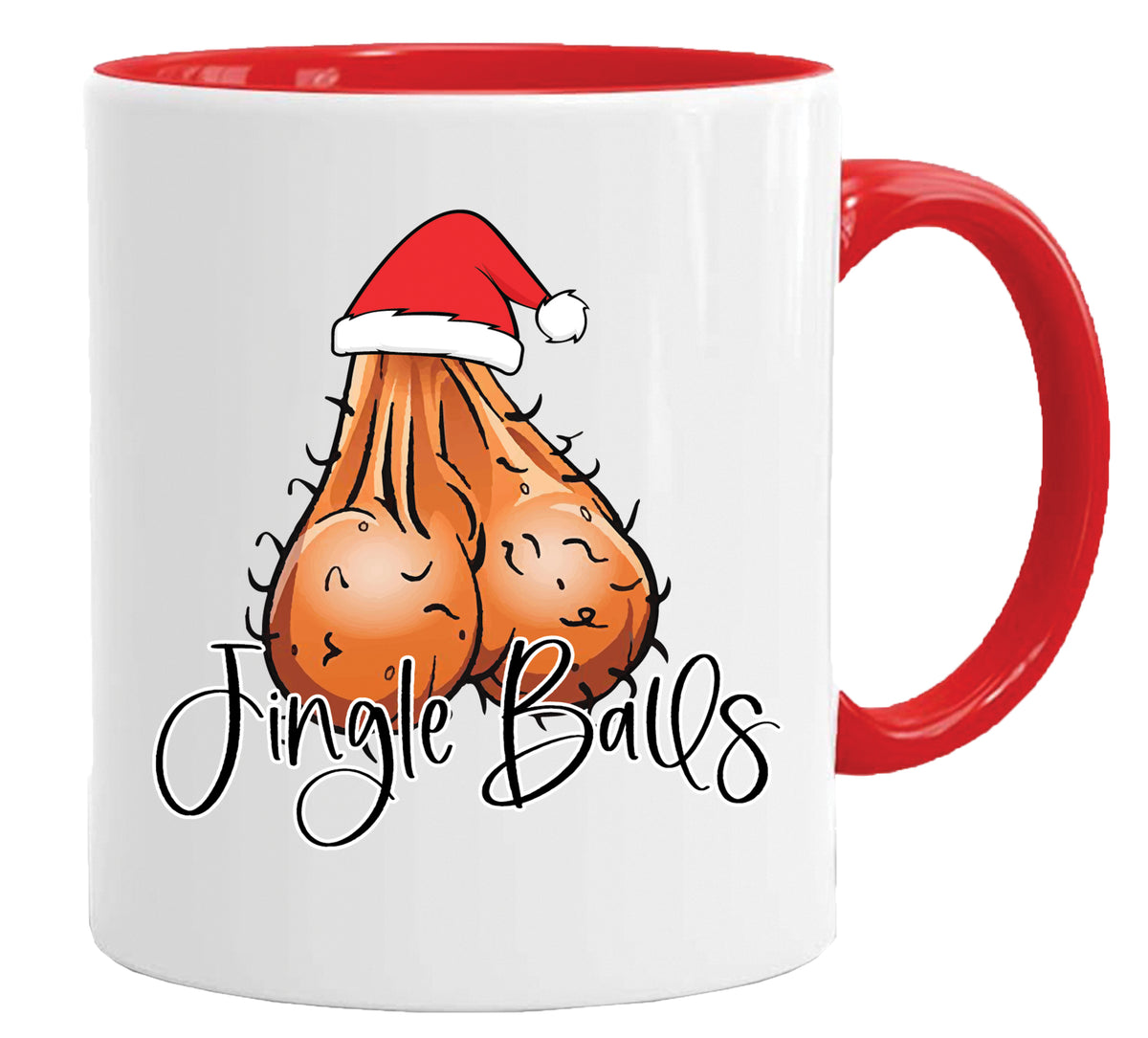 Jingle Balls Christmas mug – 11oz ceramic mug on a plain white background