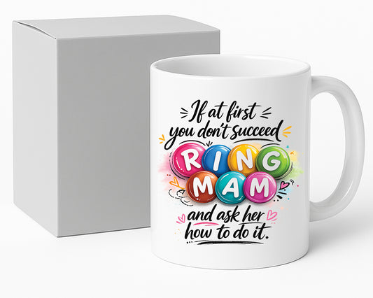 Ring Mam mug – 11oz ceramic mug on a plain white background