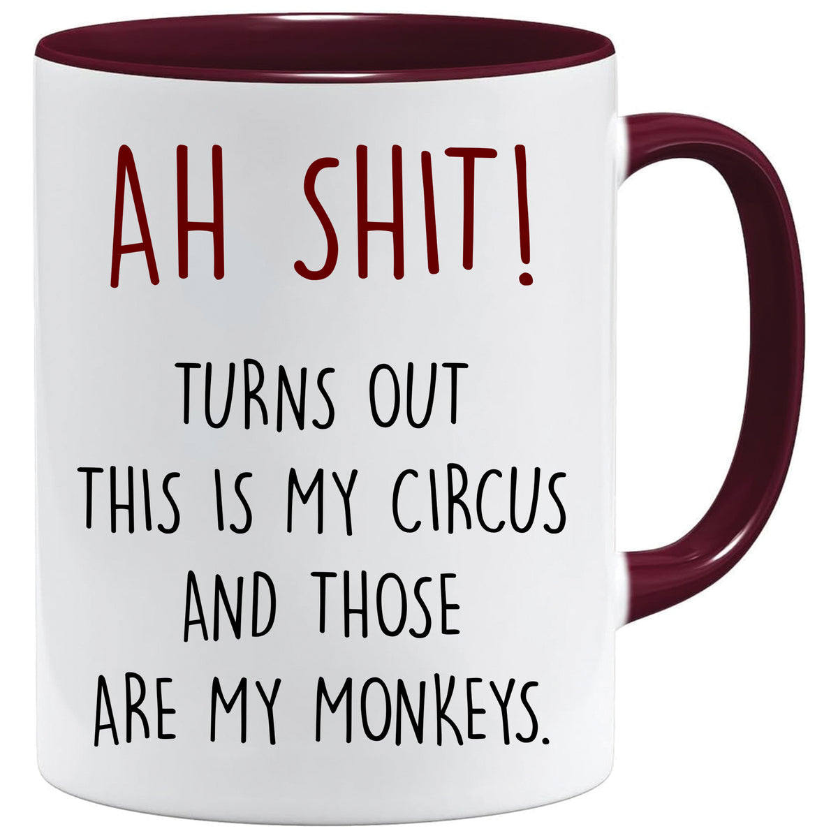 My Monkeys My Circus mug – 11oz ceramic mug on a plain white background