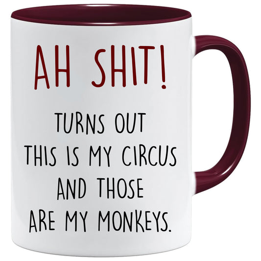 My Monkeys My Circus mug – 11oz ceramic mug on a plain white background