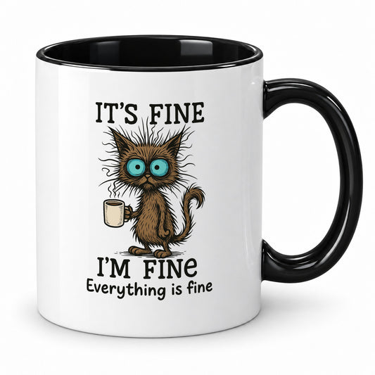 It's Fine I'm Fine Cat Mug | Funny Gift for Cat Lovers
