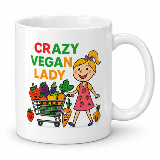 Crazy Vegan Lady Mug | Funny Vegan Gift for Women | Plant Based Gift