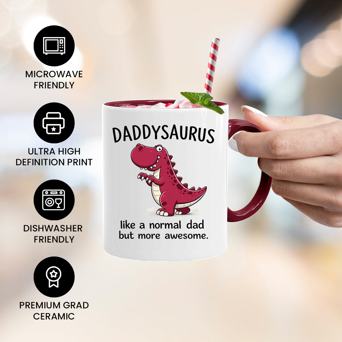 Daddysaurus Mug | Like a Normal Dad But More Awesome | Funny Dad Gift