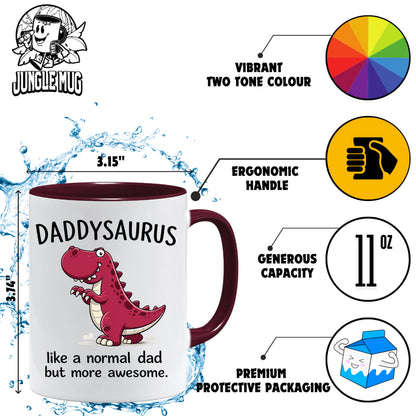 Daddysaurus Mug | Like a Normal Dad But More Awesome | Funny Dad Gift