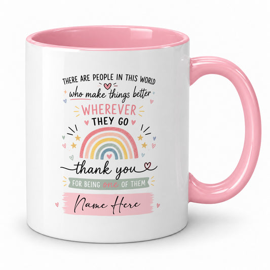 Personalised Thank You Mug – Pastel Rainbow – Custom Name Gift
