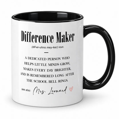 Personalised Teacher Mug – Difference Maker – Custom Name Gift