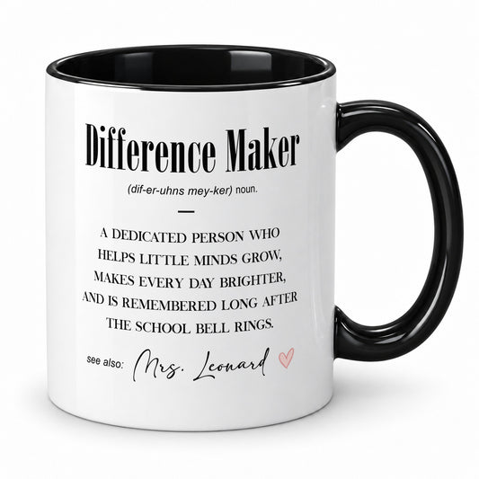 Personalised Teacher Mug – Difference Maker – Custom Name Gift