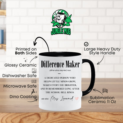 Personalised Teacher Mug | Difference Maker Custom Name Gift