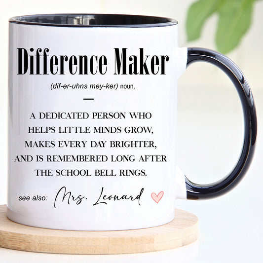 Personalised Teacher Mug | Difference Maker Custom Name Gift