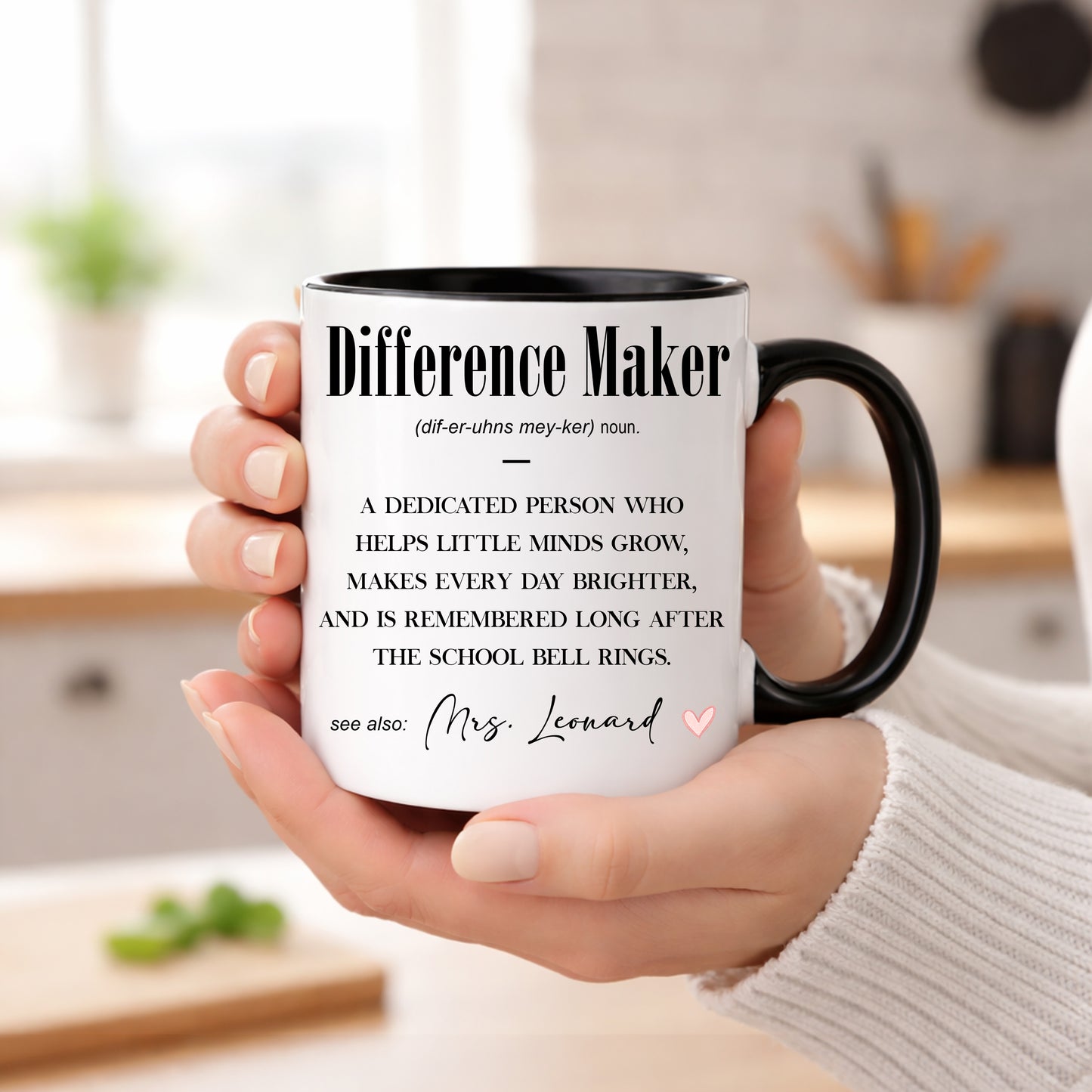 Personalised Teacher Mug | Difference Maker Custom Name Gift