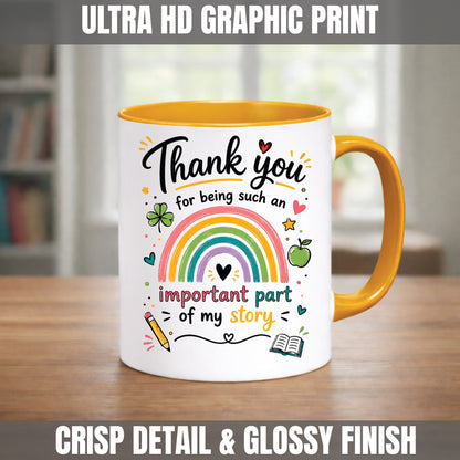 Thank You Teacher Mug – Important Part of My Story Gift