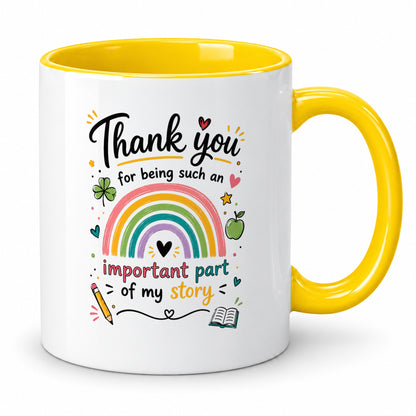 Thank You Teacher Mug – Important Part of My Story – Gift