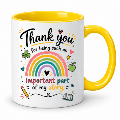 Thank You Teacher Mug – 11oz ceramic mug on a plain white background