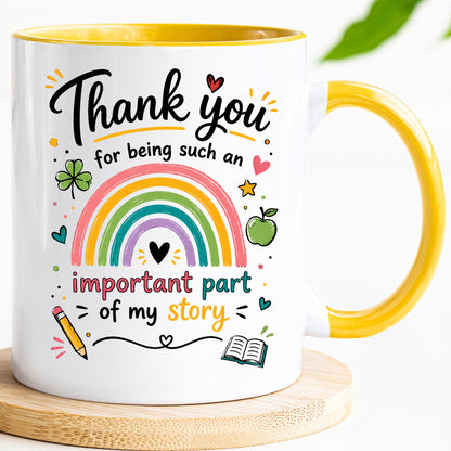 Thank You Teacher Mug – Important Part of My Story – Gift