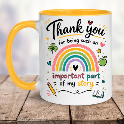 Thank You Teacher Mug – Important Part of My Story – Gift