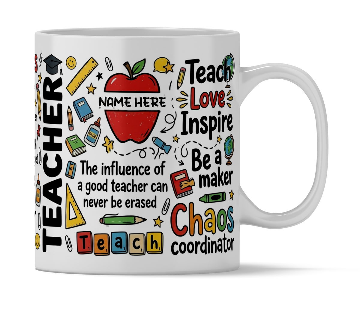 Personalised Teacher Mug – 11oz ceramic mug on a plain white background