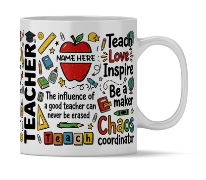 Personalised Teacher Mug – 11oz ceramic mug on a plain white background