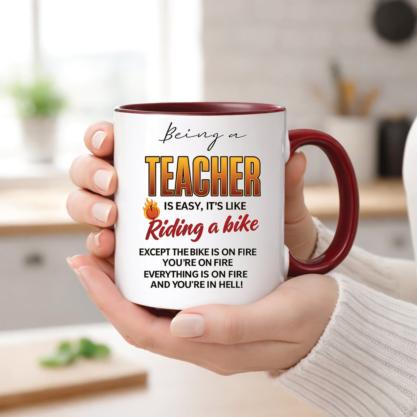 Funny Teacher Mug – Teaching Is Like Riding a Bike