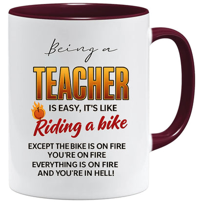 Funny Teacher Mug – Teaching Is Like Riding a Bike