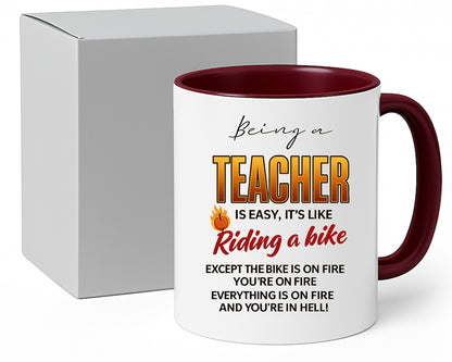 Funny Teacher Mug – Teaching Is Like Riding a Bike