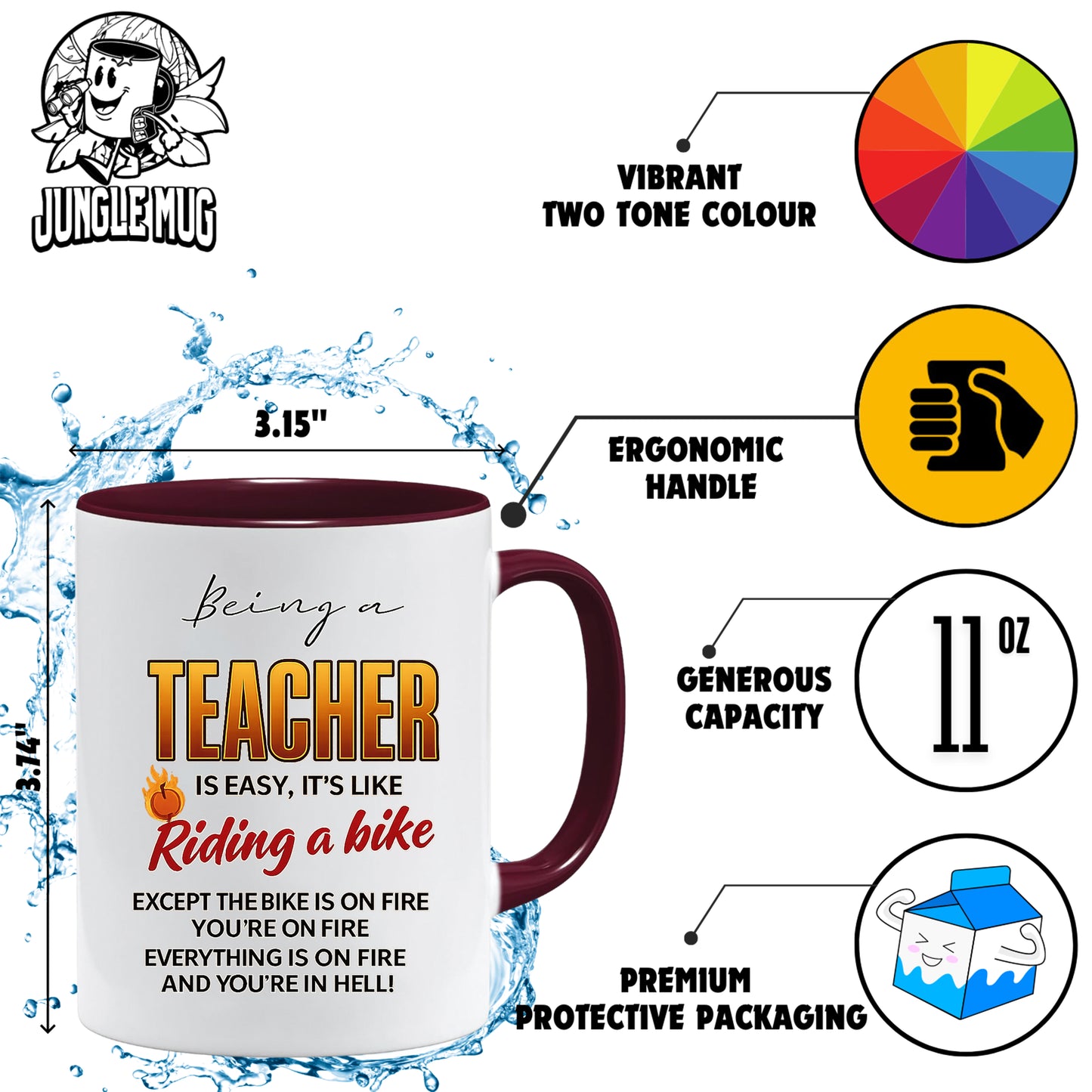 Funny Teacher Mug – Teaching Is Like Riding a Bike