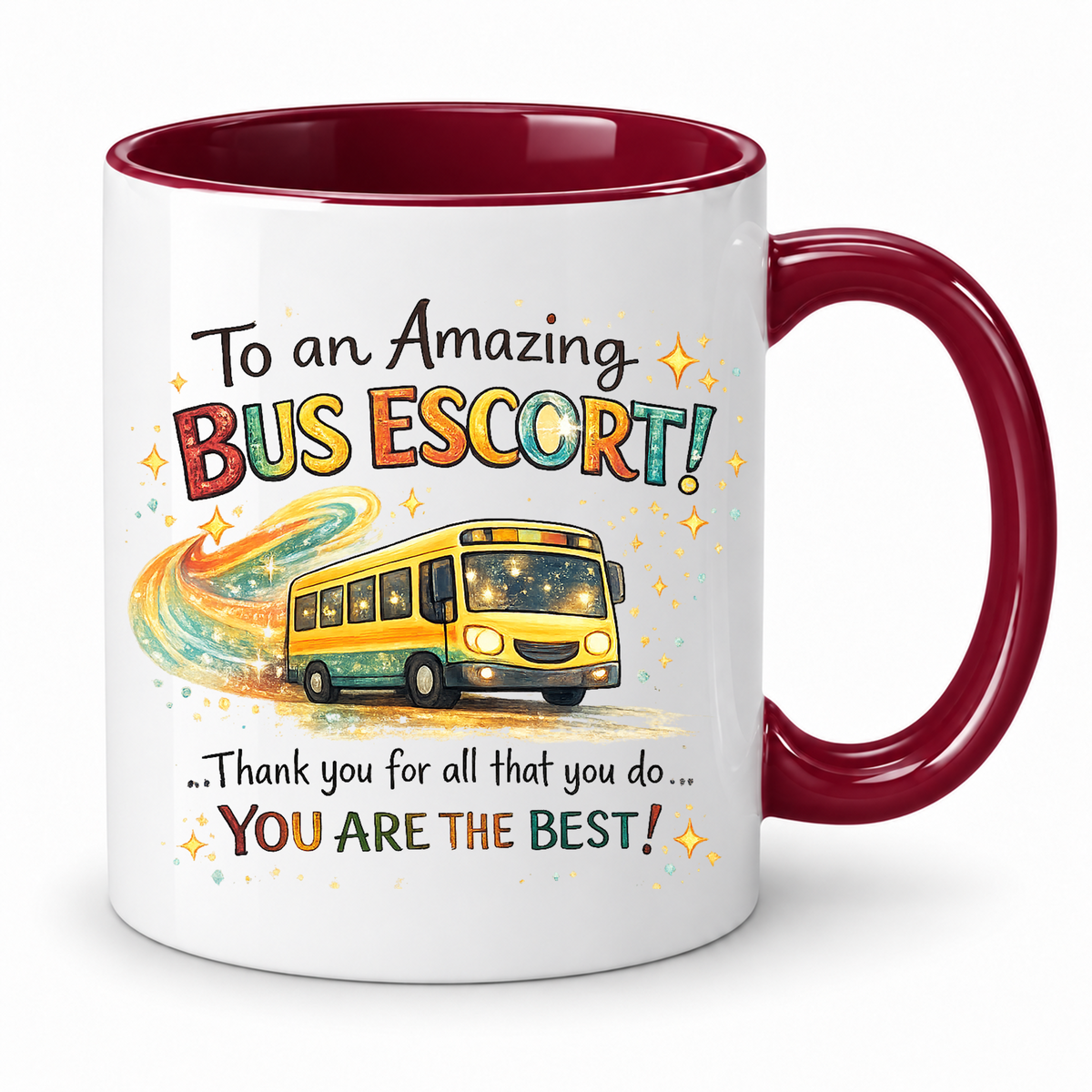 Bus Escort Mug – 11oz ceramic mug on a plain white background