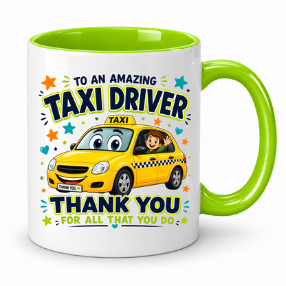 Taxi Driver Thank You Mug – 11oz ceramic mug on a plain white background