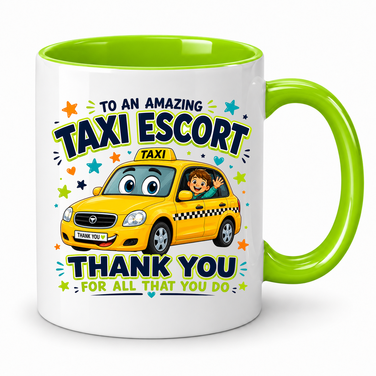 Taxi Escort Thank You Mug – 11oz ceramic mug on a plain white background