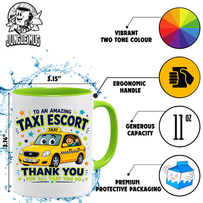 Taxi Escort Appreciation Mug | Thank You Taxi Escort Gift | School Transport Assistant Mug | End of School Year Present