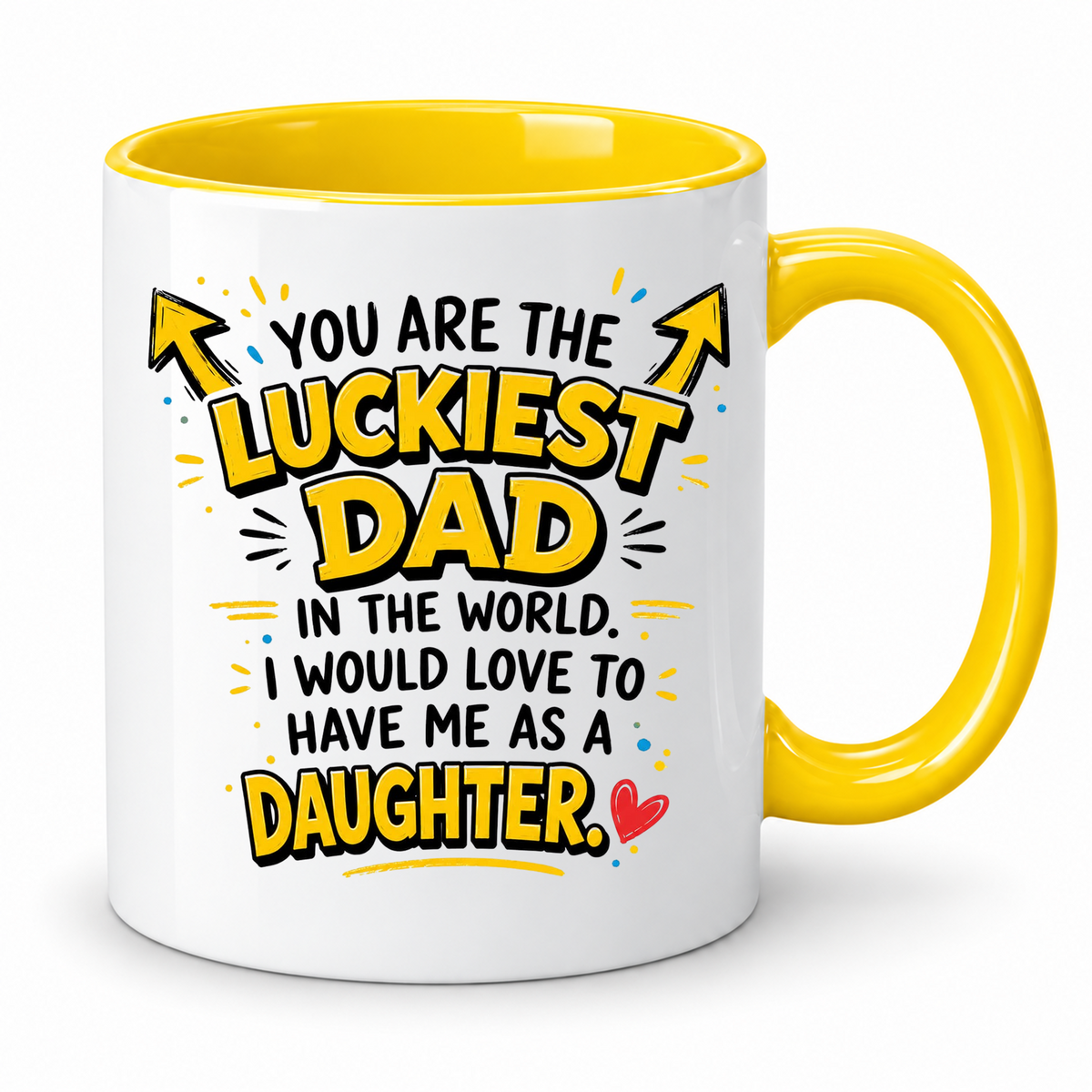 Luckiest Dad Mug – 11oz ceramic mug on a plain white background